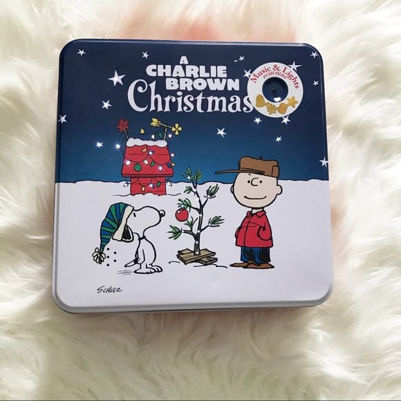 COLLECTOR Peanuts A CHARLIE BROWN CHRISTMAS COOKIE TIN Music & Lights Up SNOOPY - Picture 8 of 8